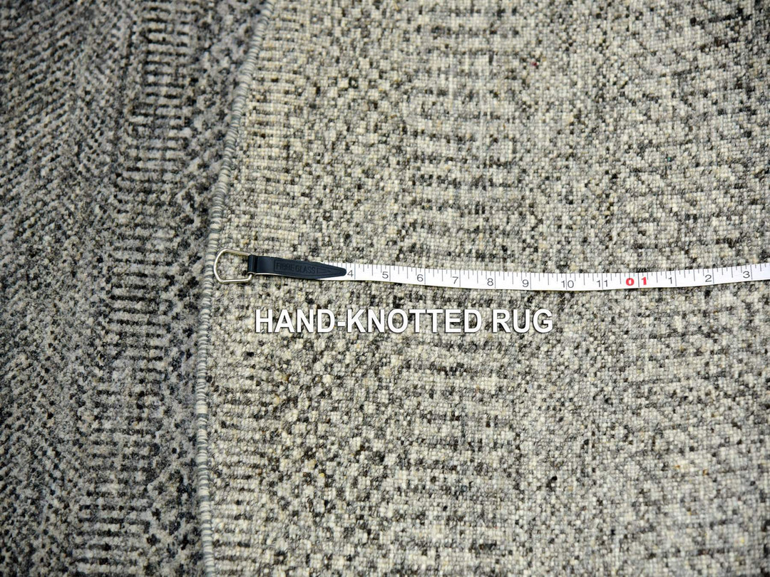 6'0" x 6'0" New Hand Knotted Grey Wool Round Oriental Rug - MOA10279657