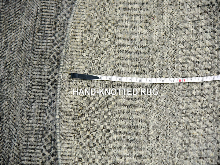 6'0" x 6'0" New Hand Knotted Grey Wool Round Oriental Rug - MOA10279657
