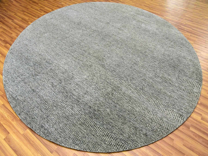 10'0" x 10'0" New Hand Knotted Grey Wool Round Oriental Rug - MOA10279659
