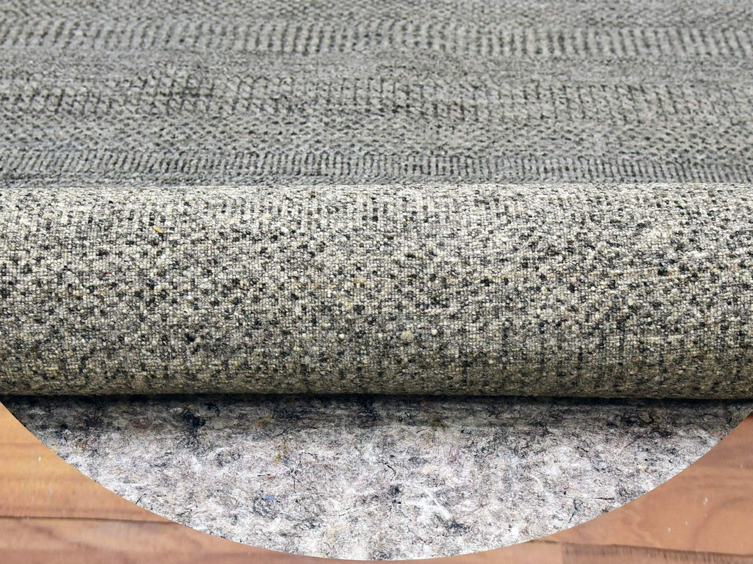 10'0" x 10'0" New Hand Knotted Grey Wool Round Oriental Rug - MOA10279659