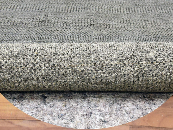 10'0" x 10'0" New Hand Knotted Grey Wool Round Oriental Rug - MOA10279659
