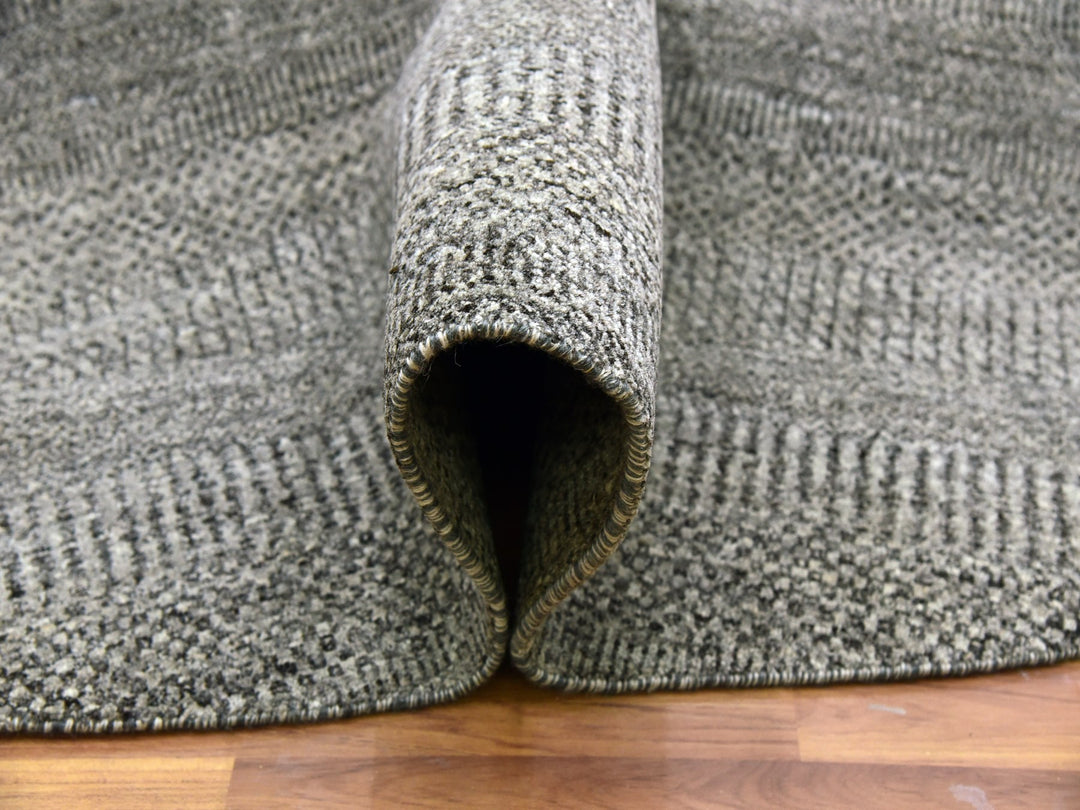 10'0" x 10'0" New Hand Knotted Grey Wool Round Oriental Rug - MOA10279659