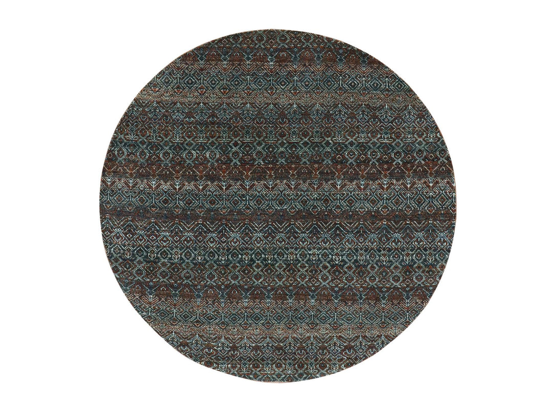 5'11" x 6'0" New Hand Knotted Brown Wool Round Oriental Rug - MOA10279660