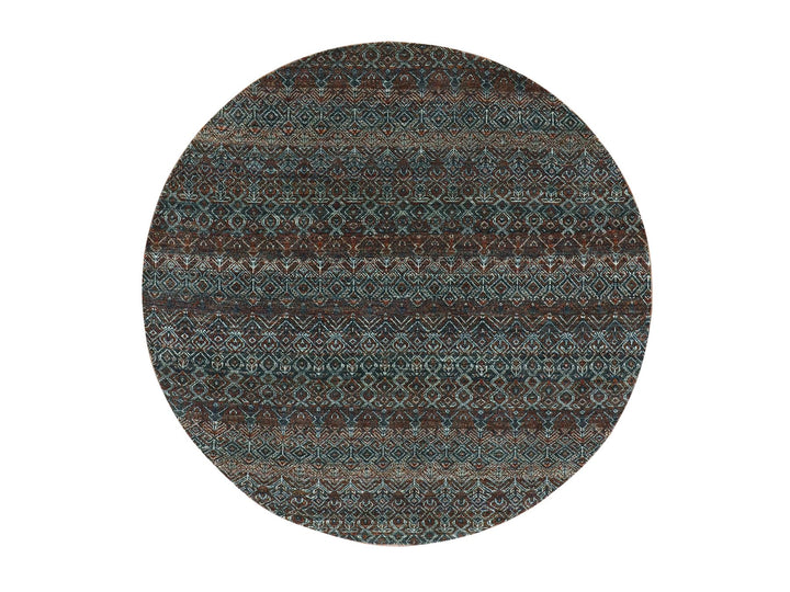 5'11" x 6'0" New Hand Knotted Brown Wool Round Oriental Rug - MOA10279660