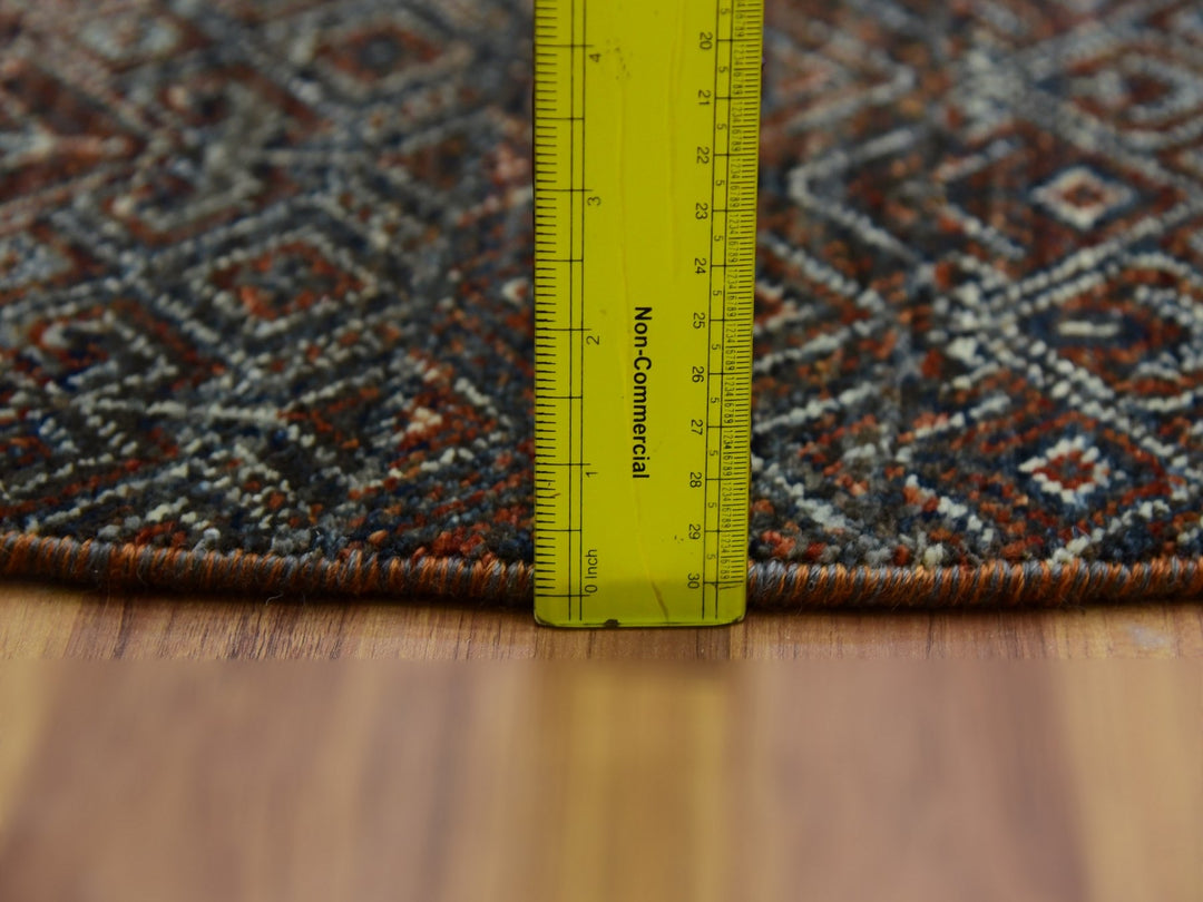 5'11" x 6'0" New Hand Knotted Brown Wool Round Oriental Rug - MOA10279660
