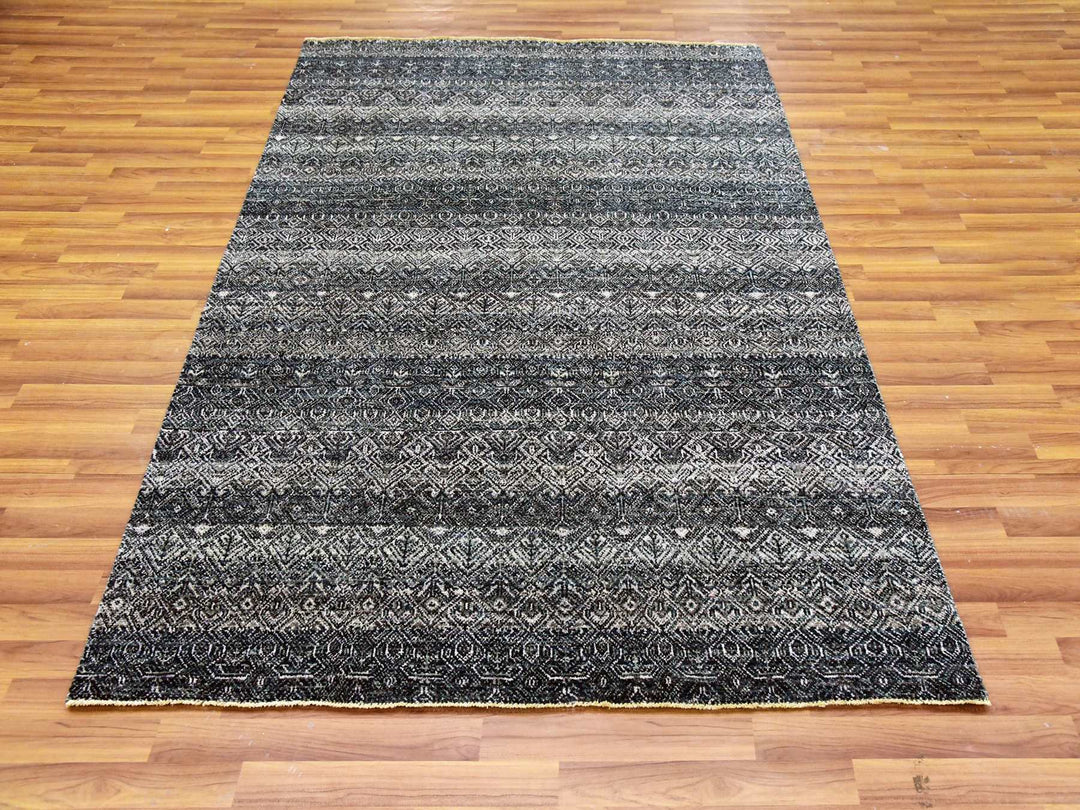 5'0" x 7'1" New Hand Knotted Grey Wool Rectangle Oriental Rug - MOA10279664