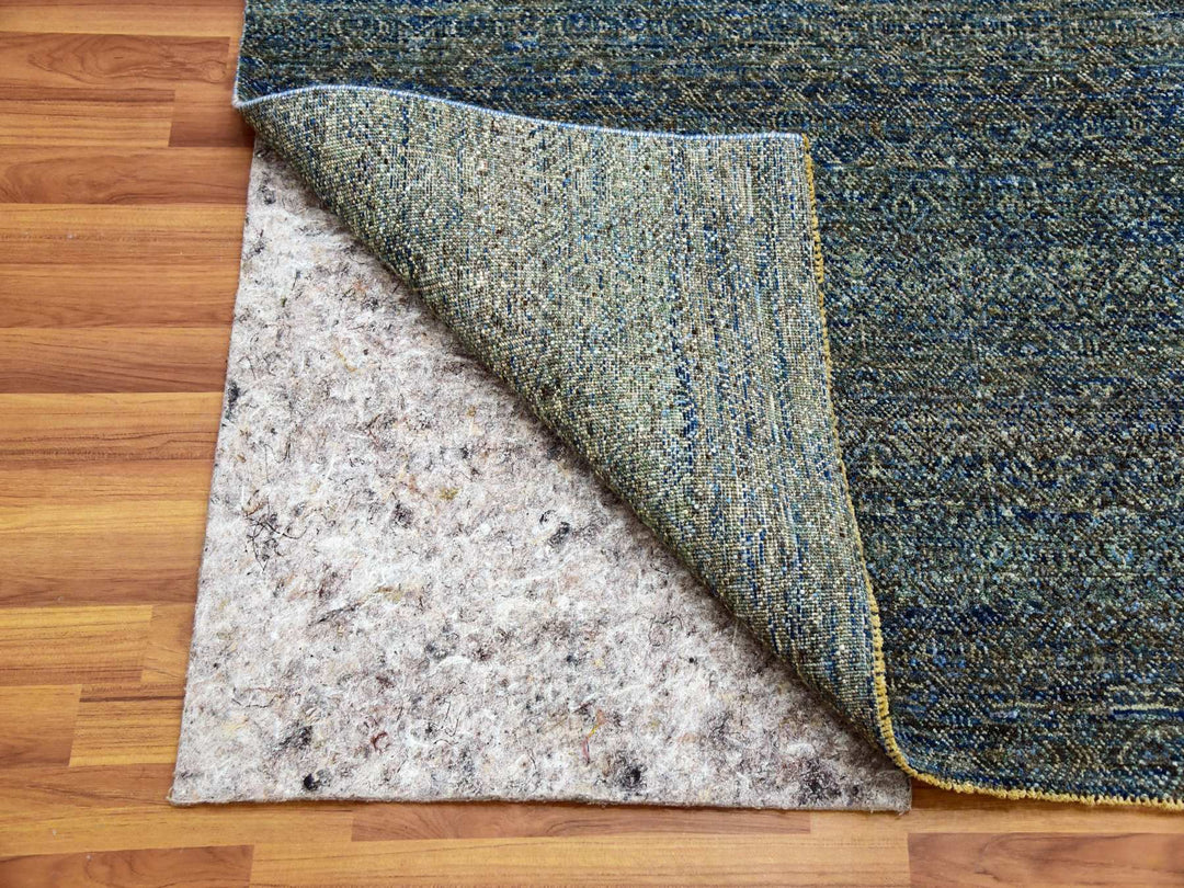 8'1" x 10'1" New Hand Knotted Green Wool Rectangle Oriental Rug - MOA10279665