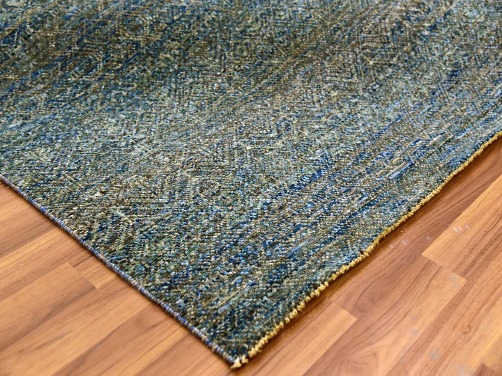 8'1" x 10'1" New Hand Knotted Green Wool Rectangle Oriental Rug - MOA10279665