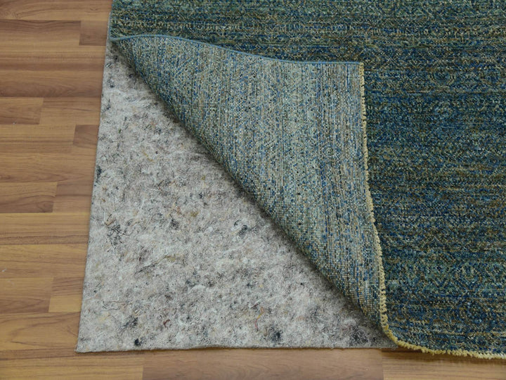 8'1" x 10'1" New Hand Knotted Green Wool Rectangle Oriental Rug - MOA10279666