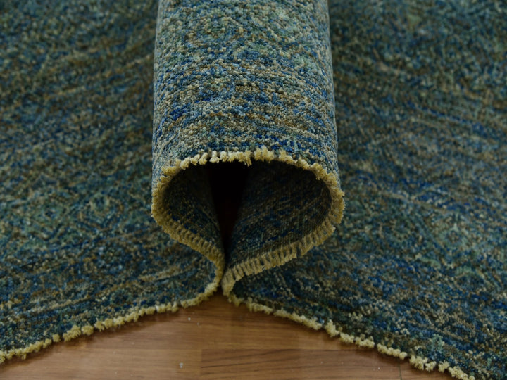 8'1" x 10'1" New Hand Knotted Green Wool Rectangle Oriental Rug - MOA10279666