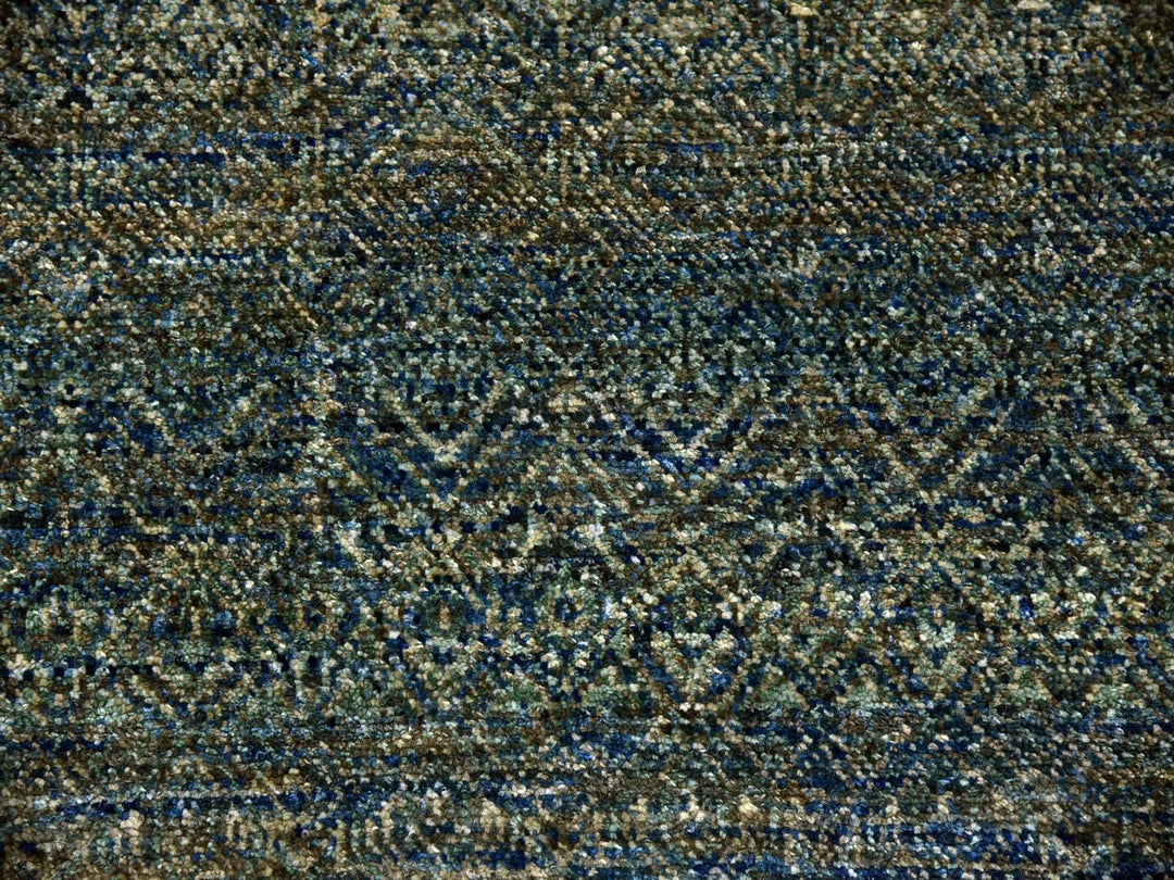 8'1" x 10'1" New Hand Knotted Green Wool Rectangle Oriental Rug - MOA10279666