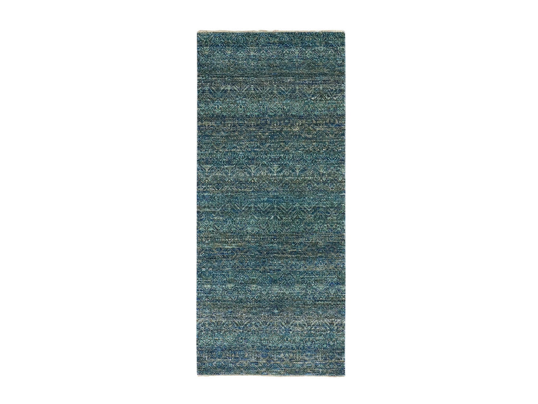 2'6" x 6'0" New Hand Knotted Green Wool Runner Oriental Rug - MOA10279667