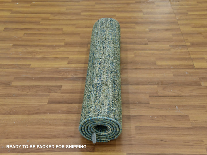 2'6" x 6'0" New Hand Knotted Green Wool Runner Oriental Rug - MOA10279667