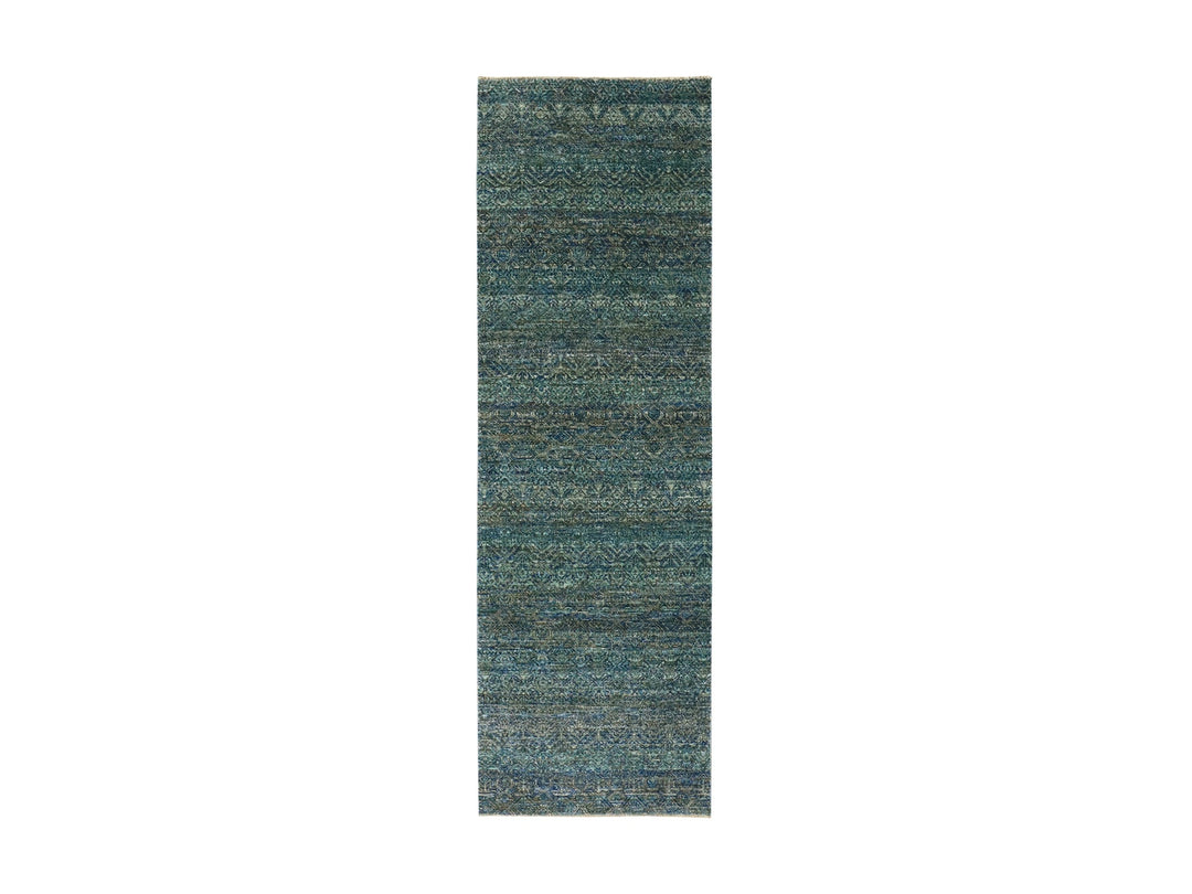2'6" x 8'0" New Hand Knotted Green Wool Runner Oriental Rug - MOA10279669