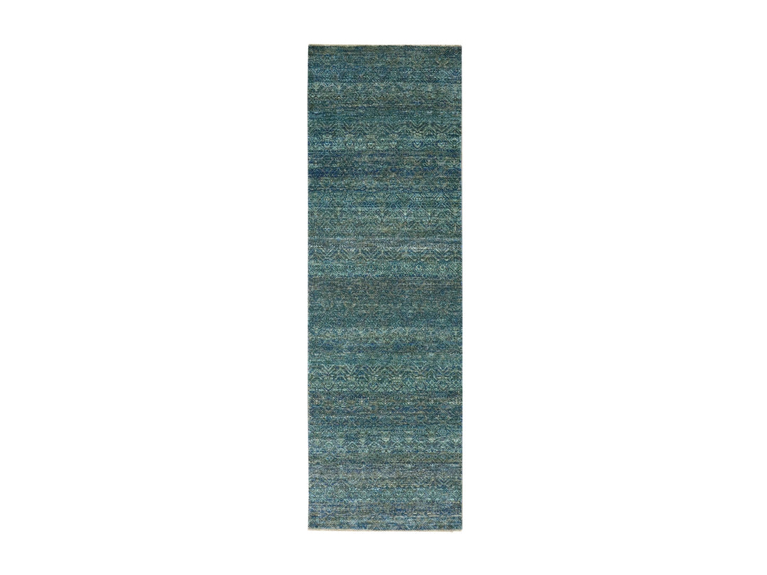2'6" x 8'0" New Hand Knotted Green Wool Runner Oriental Rug - MOA10279670