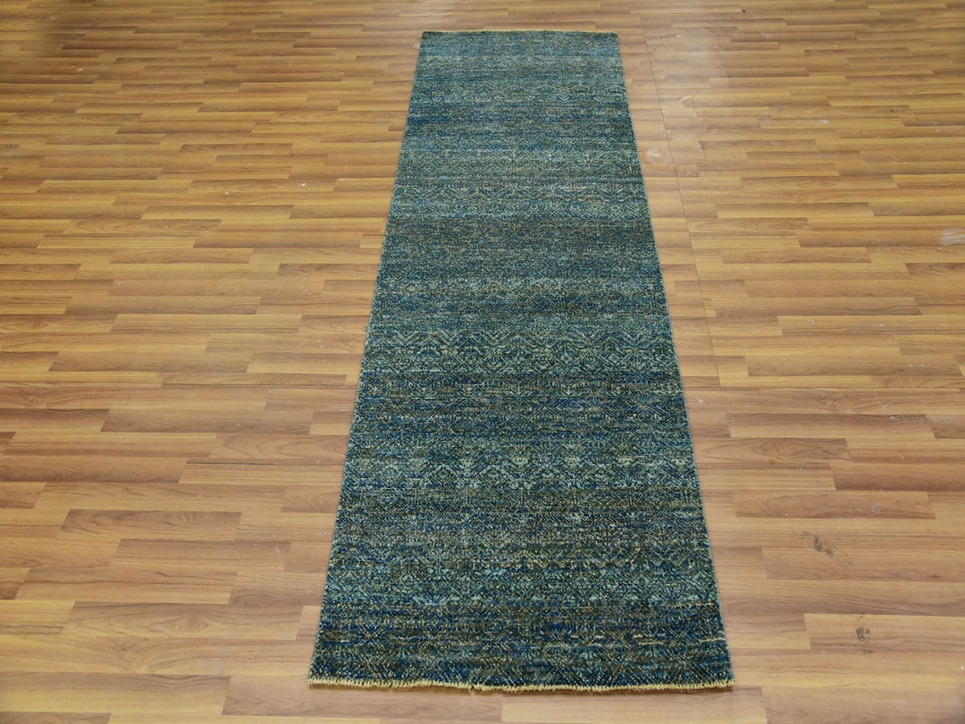 2'6" x 8'0" New Hand Knotted Green Wool Runner Oriental Rug - MOA10279670