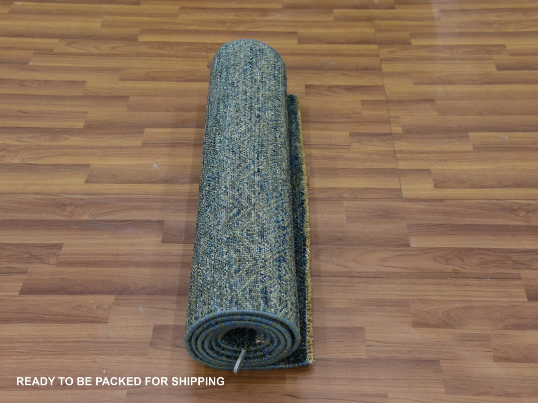 2'6" x 8'0" New Hand Knotted Green Wool Runner Oriental Rug - MOA10279670