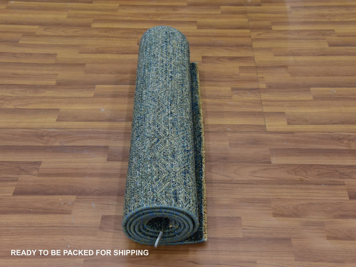2'6" x 8'0" New Hand Knotted Green Wool Runner Oriental Rug - MOA10279670