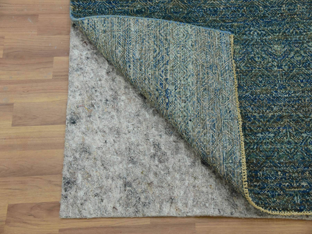 2'6" x 10'1" New Hand Knotted Green Wool Runner Oriental Rug - MOA10279671