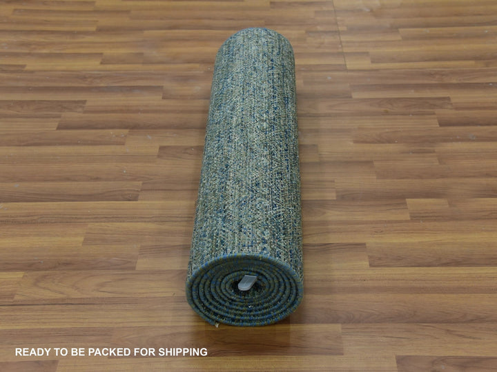 2'6" x 10'1" New Hand Knotted Green Wool Runner Oriental Rug - MOA10279671
