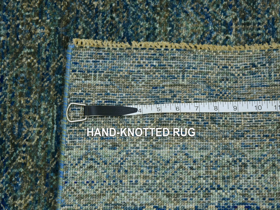2'6" x 10'1" New Hand Knotted Green Wool Runner Oriental Rug - MOA10279671