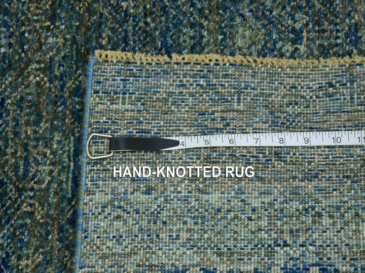 2'6" x 10'1" New Hand Knotted Green Wool Runner Oriental Rug - MOA10279671