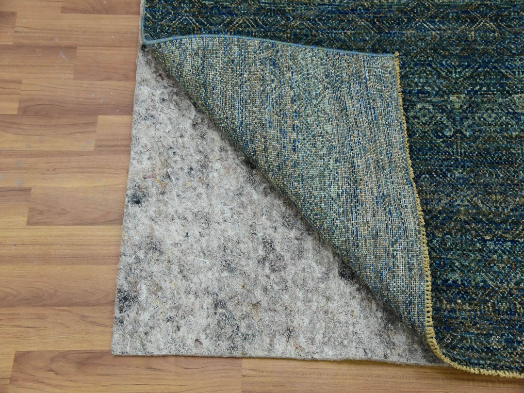 2'6" x 10'1" New Hand Knotted Green Wool Runner Oriental Rug - MOA10279672
