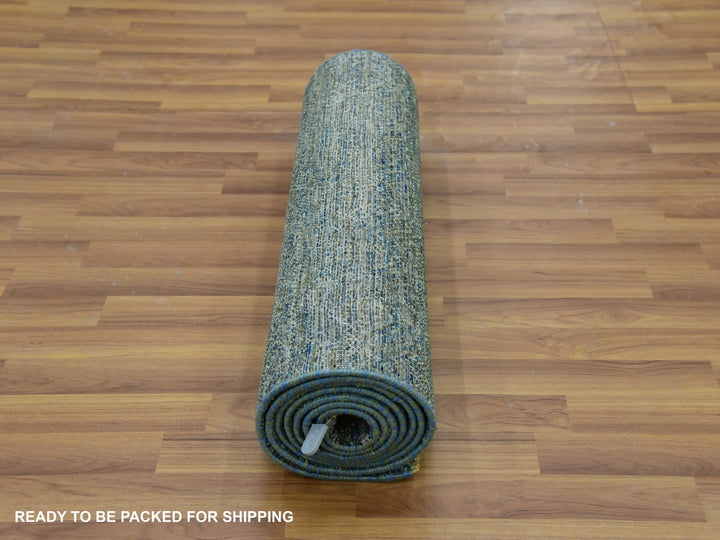 2'6" x 10'1" New Hand Knotted Green Wool Runner Oriental Rug - MOA10279672