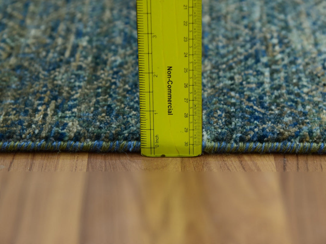 2'6" x 10'1" New Hand Knotted Green Wool Runner Oriental Rug - MOA10279672