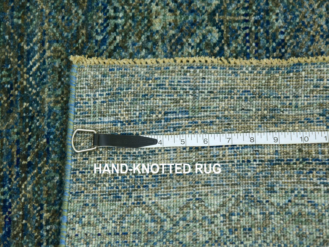 2'6" x 10'1" New Hand Knotted Green Wool Runner Oriental Rug - MOA10279672