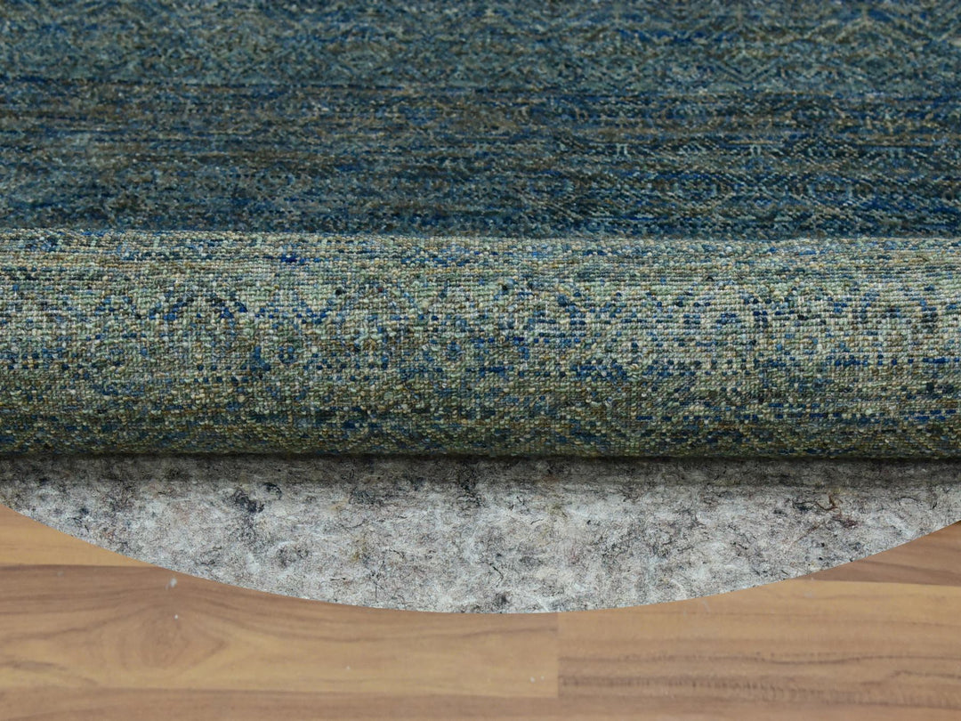 6'0" x 6'0" New Hand Knotted Green Wool Round Oriental Rug - MOA10279673