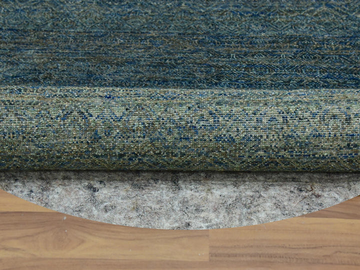 6'0" x 6'0" New Hand Knotted Green Wool Round Oriental Rug - MOA10279673