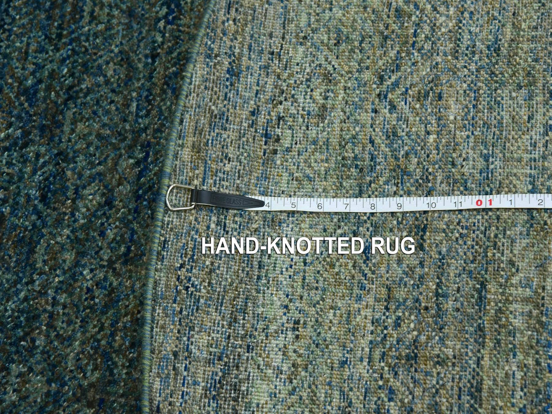 6'0" x 6'0" New Hand Knotted Green Wool Round Oriental Rug - MOA10279673