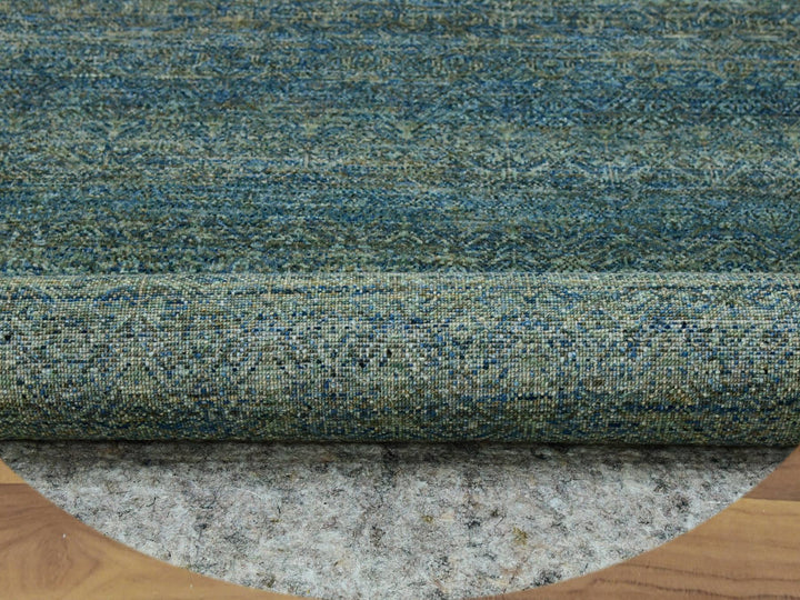 7'11" x 7'11" New Hand Knotted Green Wool Round Oriental Rug - MOA10279674