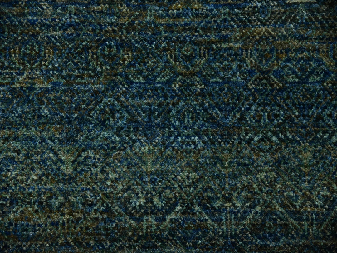 7'11" x 7'11" New Hand Knotted Green Wool Round Oriental Rug - MOA10279674
