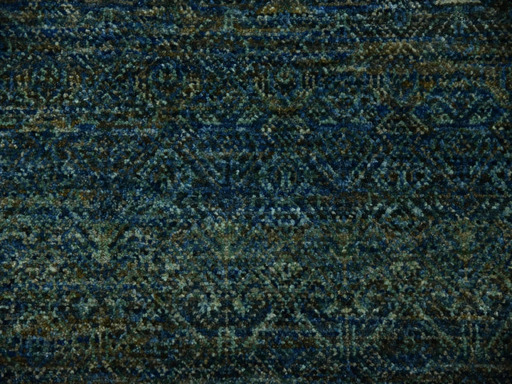 7'11" x 7'11" New Hand Knotted Green Wool Round Oriental Rug - MOA10279674