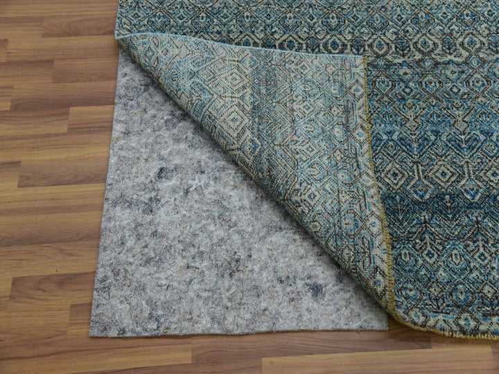 9'1" x 12'0" New Hand Knotted Blue Wool Rectangle Oriental Rug - MOA10279678