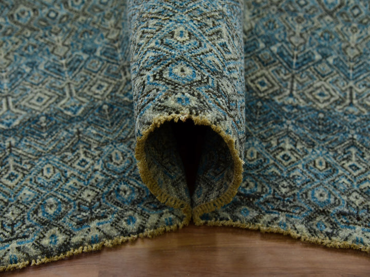 9'1" x 12'0" New Hand Knotted Blue Wool Rectangle Oriental Rug - MOA10279678