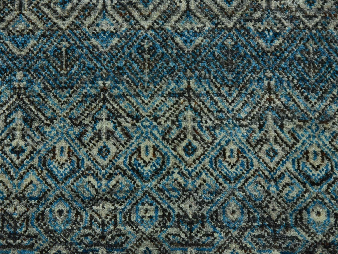 9'1" x 12'0" New Hand Knotted Blue Wool Rectangle Oriental Rug - MOA10279678