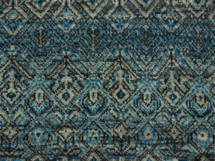 9'1" x 12'0" New Hand Knotted Blue Wool Rectangle Oriental Rug - MOA10279678