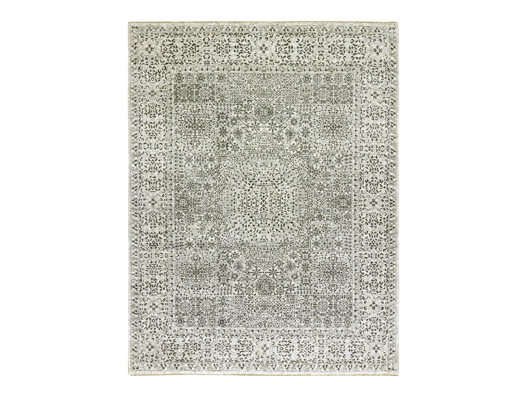 9'1" x 12'0" New Hand Knotted Ivory Wool Rectangle Oriental Rug - MOA10279679