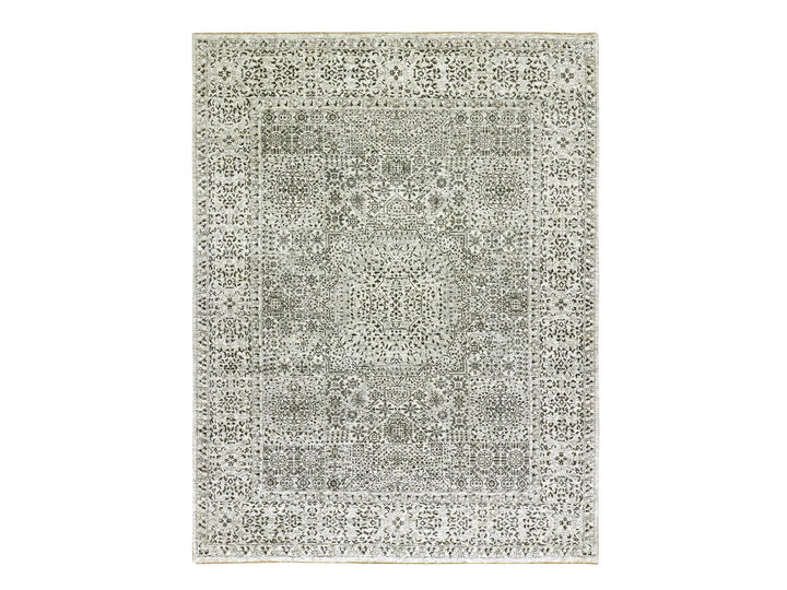 9'1" x 12'0" New Hand Knotted Ivory Wool Rectangle Oriental Rug - MOA10279679