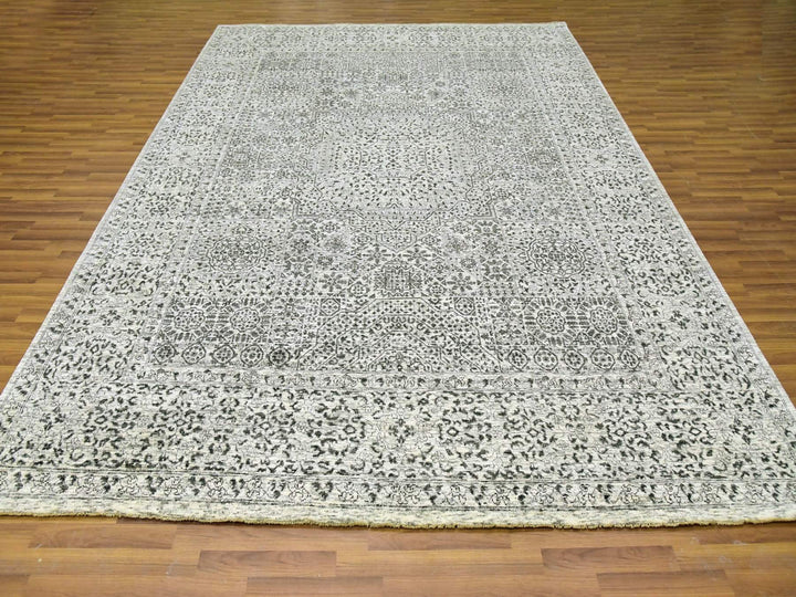 9'1" x 12'0" New Hand Knotted Ivory Wool Rectangle Oriental Rug - MOA10279679