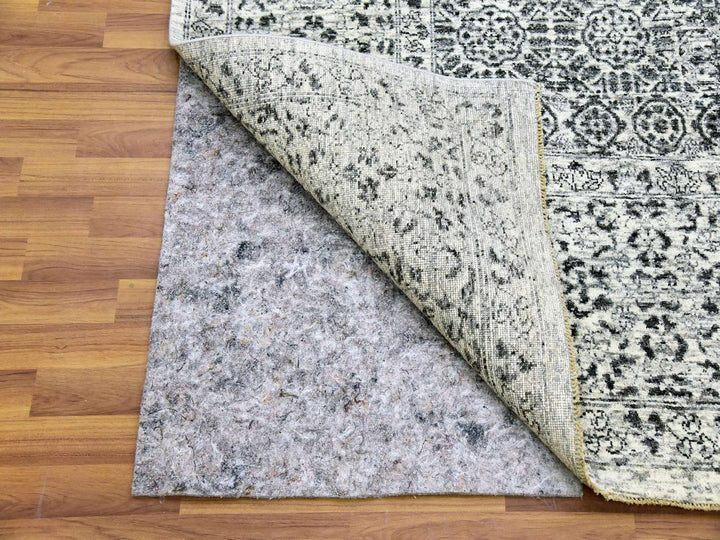 9'1" x 12'0" New Hand Knotted Ivory Wool Rectangle Oriental Rug - MOA10279679