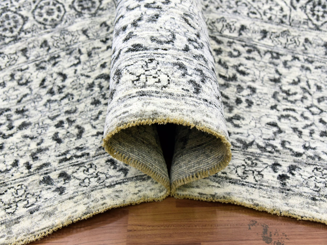 9'1" x 12'0" New Hand Knotted Ivory Wool Rectangle Oriental Rug - MOA10279679