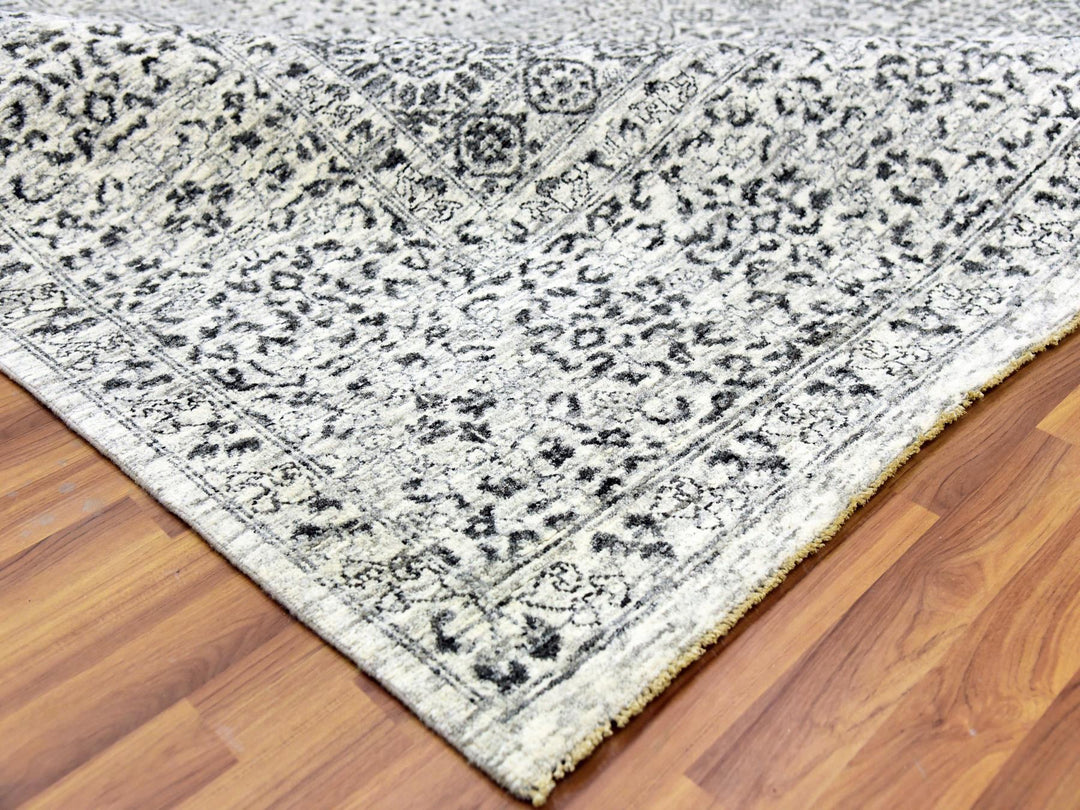 9'1" x 12'0" New Hand Knotted Ivory Wool Rectangle Oriental Rug - MOA10279679