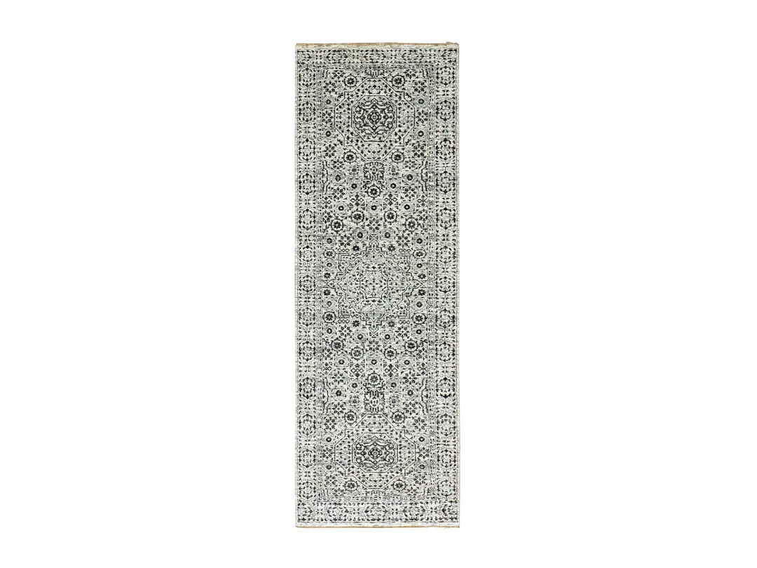 2'8" x 10'0" New Hand Knotted Ivory Wool Runner Oriental Rug - MOA10279681