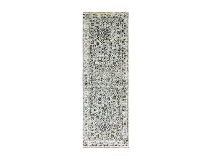 2'8" x 10'0" New Hand Knotted Ivory Wool Runner Oriental Rug - MOA10279681