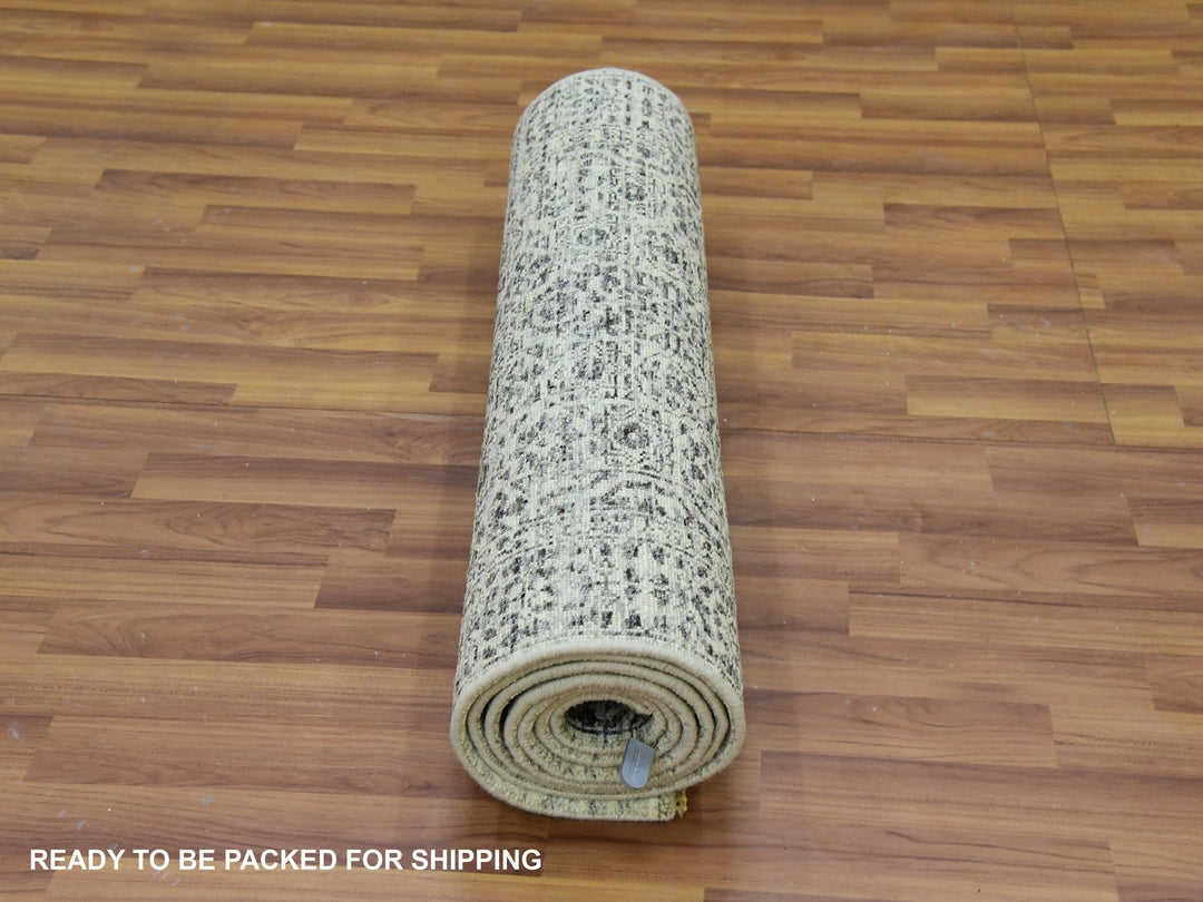 2'8" x 10'0" New Hand Knotted Ivory Wool Runner Oriental Rug - MOA10279683