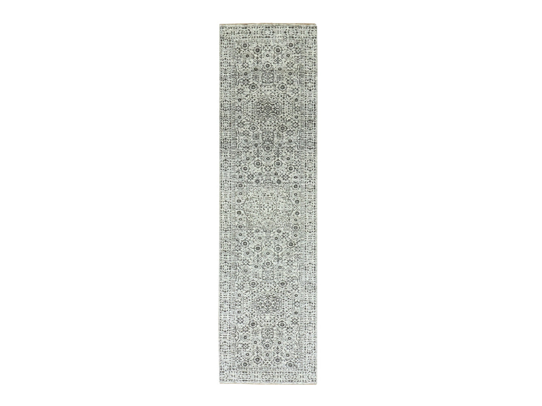 2'8" x 10'0" New Hand Knotted Ivory Wool Runner Oriental Rug - MOA10279685